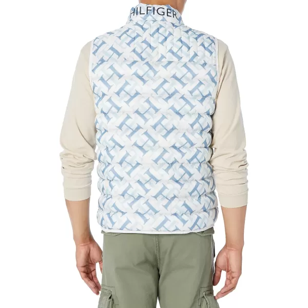 Tommy Hilfiger Mens Lightweight Ultra Loft Quilted Puffer Vest Standard and Big amp TallWhite Blue Th Logo