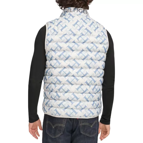 Tommy Hilfiger Mens Lightweight Ultra Loft Quilted Puffer Vest Standard and Big amp TallWhite Blue Th Logo