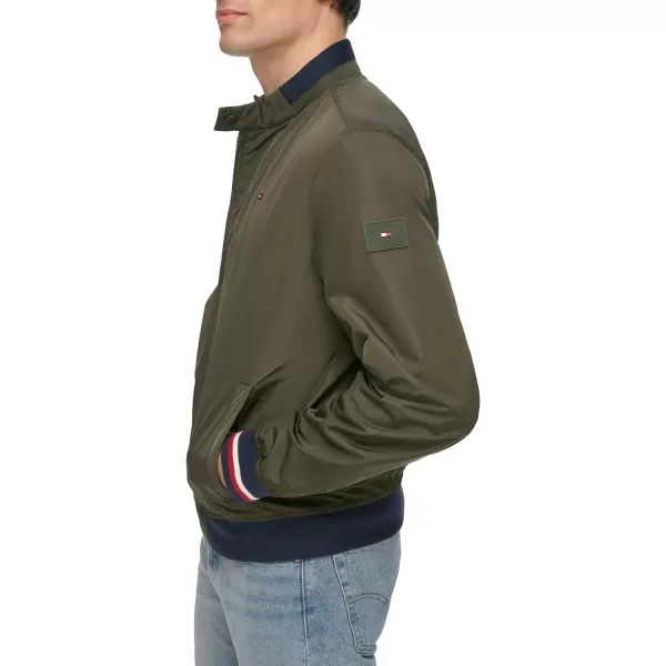 Tommy Hilfiger Mens Lightweight Varsity Rib Knit Bomber JacketArmy Green