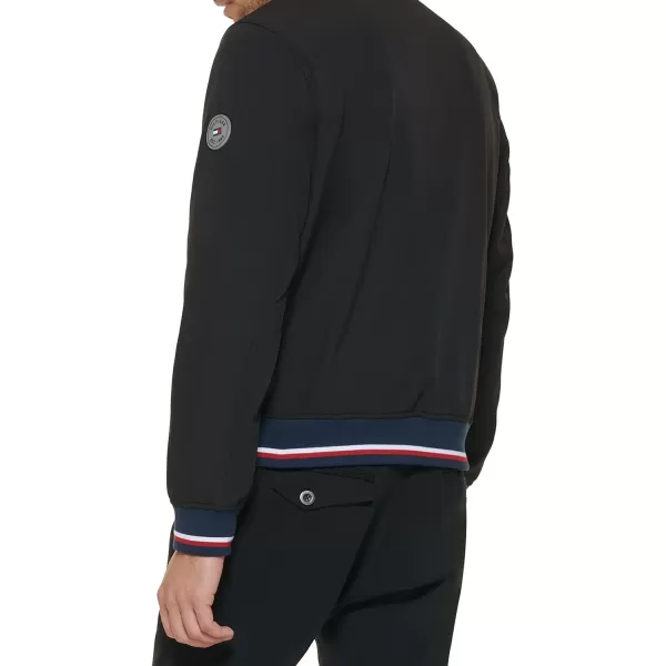 Tommy Hilfiger Mens Lightweight Varsity Rib Knit Bomber JacketBlack Soft Shell