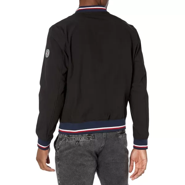 Tommy Hilfiger Mens Lightweight Varsity Rib Knit Bomber JacketBlack Soft Shell