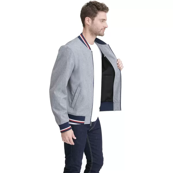 Tommy Hilfiger Mens Lightweight Varsity Rib Knit Bomber JacketHeather Grey Soft Shell