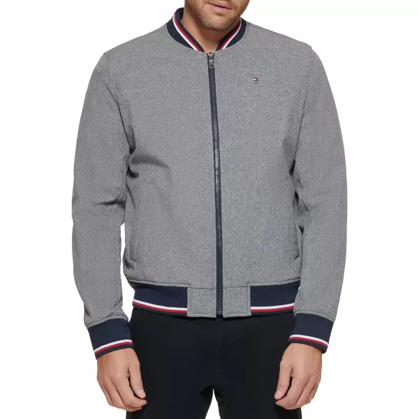 Tommy Hilfiger Mens Lightweight Varsity Rib Knit Bomber JacketHeather Grey Soft Shell