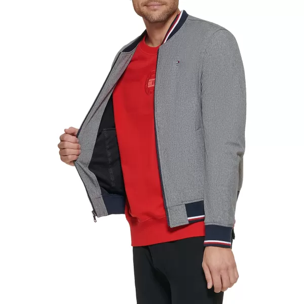 Tommy Hilfiger Mens Lightweight Varsity Rib Knit Bomber JacketHeather Grey Soft Shell