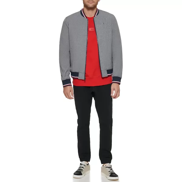 Tommy Hilfiger Mens Lightweight Varsity Rib Knit Bomber JacketHeather Grey Soft Shell