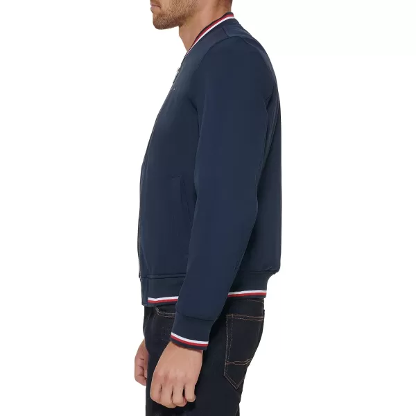 Tommy Hilfiger Mens Lightweight Varsity Rib Knit Bomber JacketMidnight Soft Shell