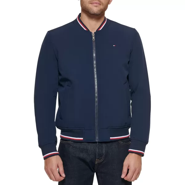 Tommy Hilfiger Mens Lightweight Varsity Rib Knit Bomber JacketMidnight Soft Shell