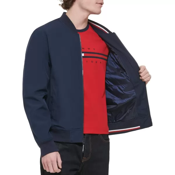 Tommy Hilfiger Mens Lightweight Varsity Rib Knit Bomber JacketMidnightNavy