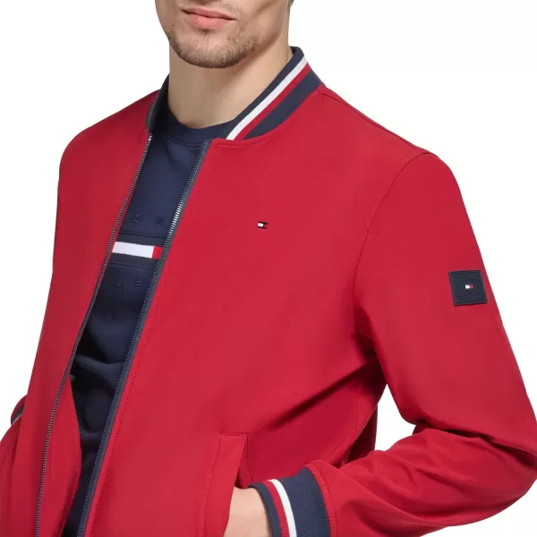 Tommy Hilfiger Mens Lightweight Varsity Rib Knit Bomber JacketRed