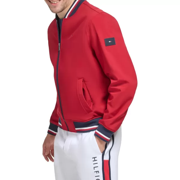 Tommy Hilfiger Mens Lightweight Varsity Rib Knit Bomber JacketRed
