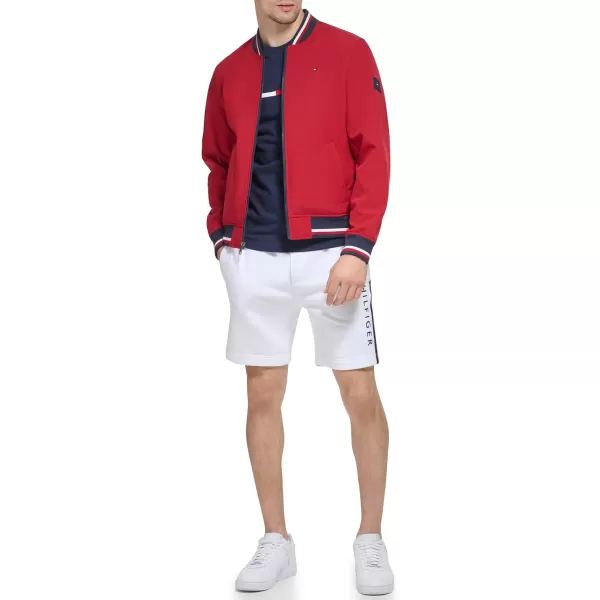 Tommy Hilfiger Mens Lightweight Varsity Rib Knit Bomber JacketRed
