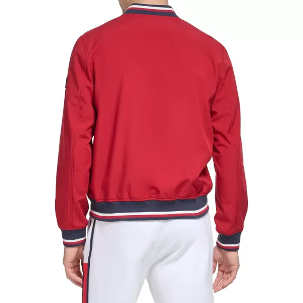 Tommy Hilfiger Mens Lightweight Varsity Rib Knit Bomber JacketRed