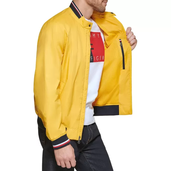 Tommy Hilfiger Mens Lightweight Varsity Rib Knit Bomber JacketYellow Poly