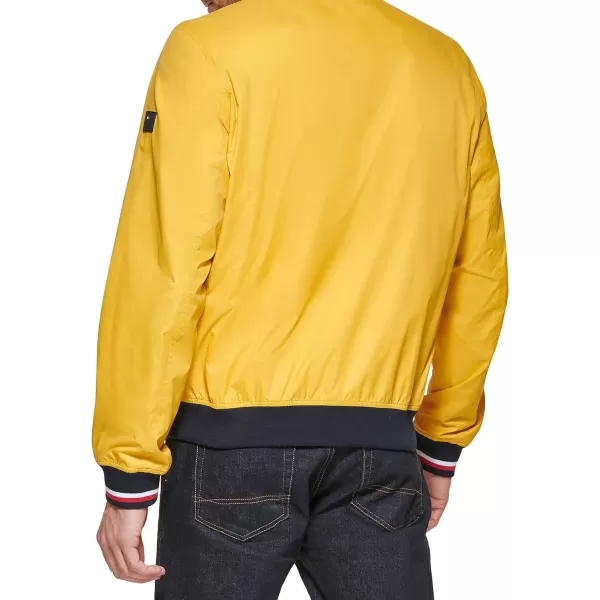 Tommy Hilfiger Mens Lightweight Varsity Rib Knit Bomber JacketYellow Poly