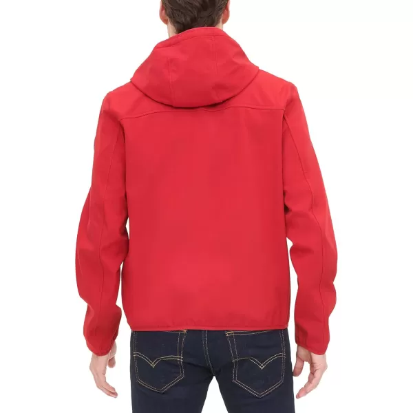 Tommy Hilfiger Mens Lightweight Water Resistant Breathable Hooded Performance Softshell JacketTommy Red