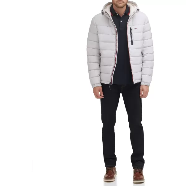 Tommy Hilfiger Mens Midweight Sherpa Lined Hooded Water Resistant Puffer JacketIce Tech