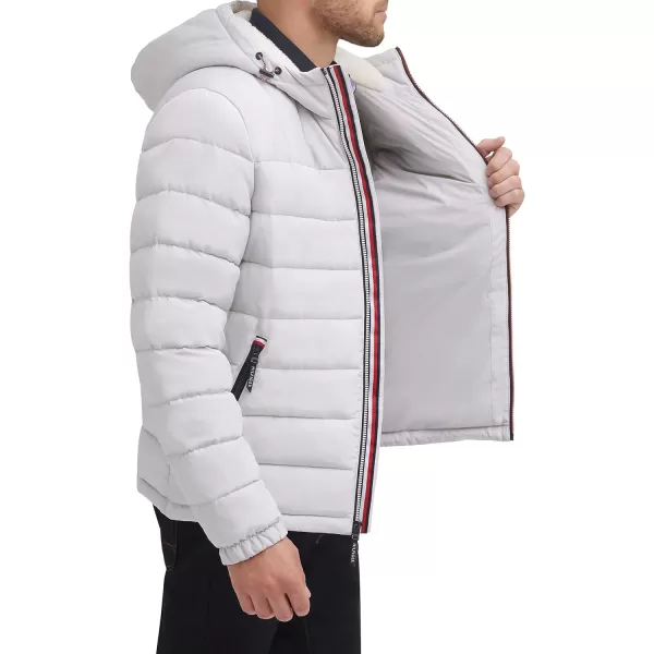 Tommy Hilfiger Mens Midweight Sherpa Lined Hooded Water Resistant Puffer JacketIce Tech