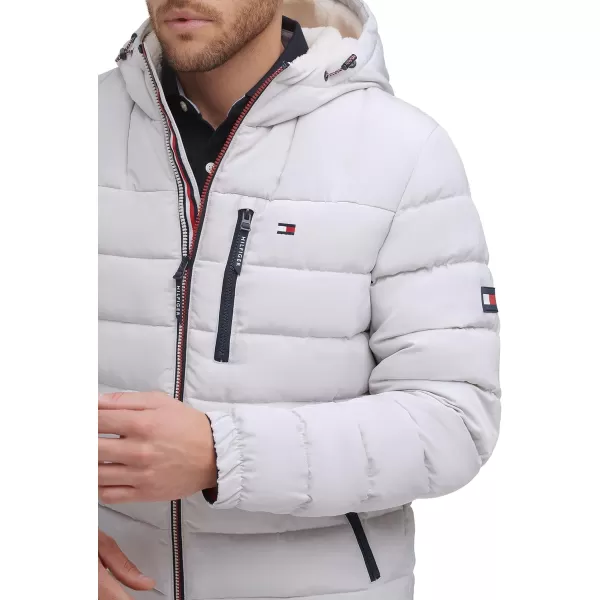 Tommy Hilfiger Mens Midweight Sherpa Lined Hooded Water Resistant Puffer JacketIce Tech