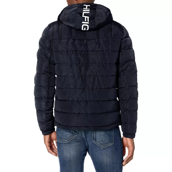 Tommy Hilfiger Mens Midweight Sherpa Lined Hooded Water Resistant Puffer JacketMidnight