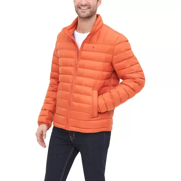 Tommy Hilfiger Mens Packable Down Puffer JacketStandard Orange