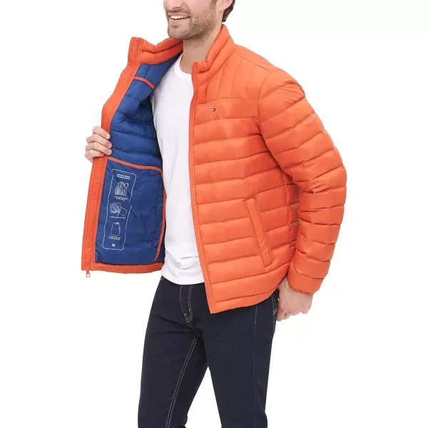 Tommy Hilfiger Mens Packable Down Puffer JacketStandard Orange