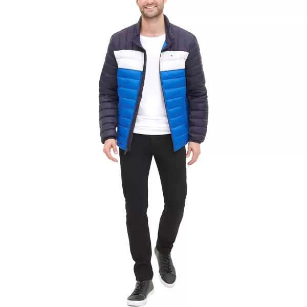 Tommy Hilfiger Mens Packable Down Puffer JacketStandard Royal Blue Color Block