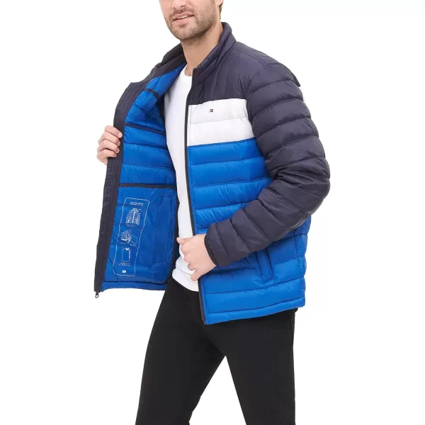 Tommy Hilfiger Mens Packable Down Puffer JacketStandard Royal Blue Color Block