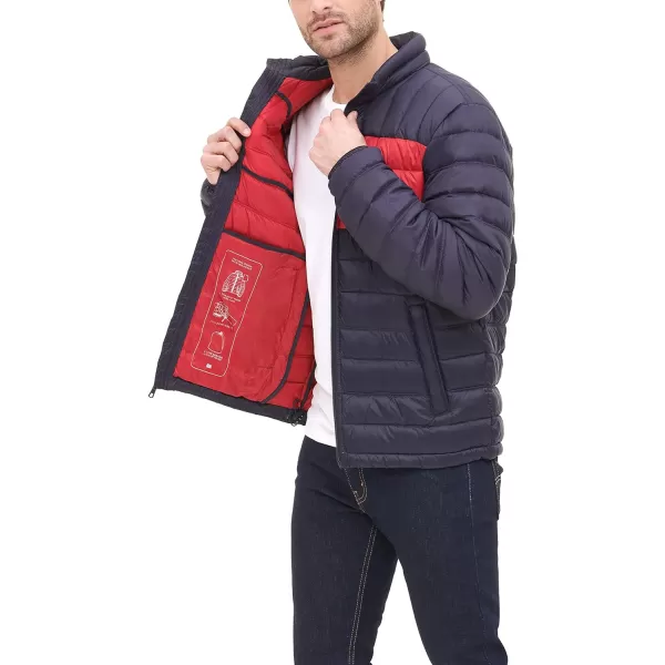 Tommy Hilfiger Mens Packable Down Puffer JacketStandard Tommy Flag Color Block