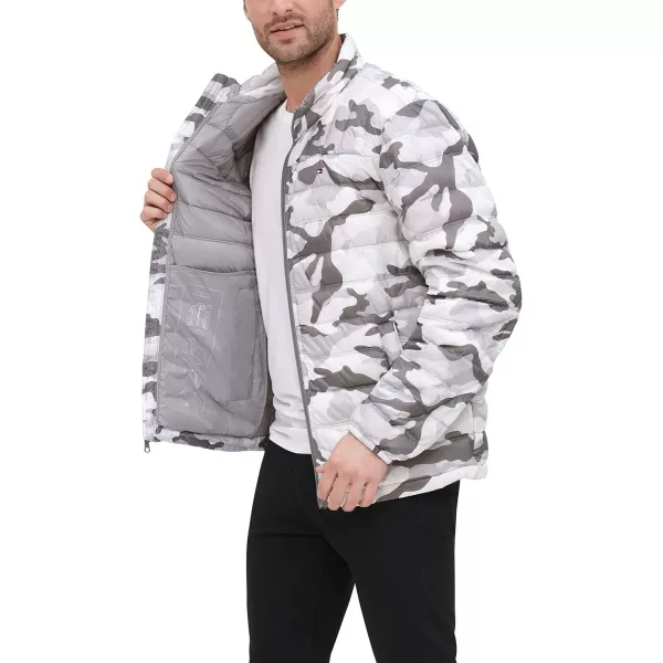 Tommy Hilfiger Mens Packable Down Puffer JacketStandard White Camouflage