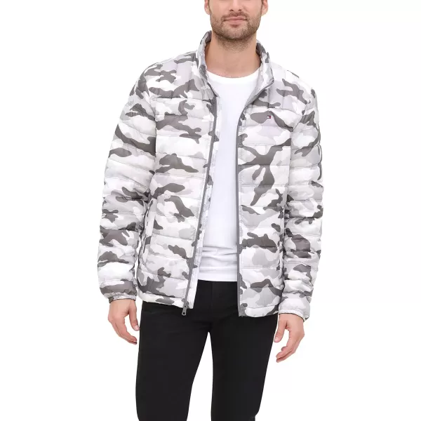 Tommy Hilfiger Mens Packable Down Puffer JacketStandard White Camouflage