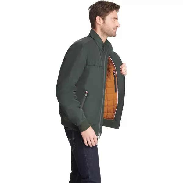 Tommy Hilfiger Mens Performance Faux Memory Bomber JacketArmy Green Unfilled