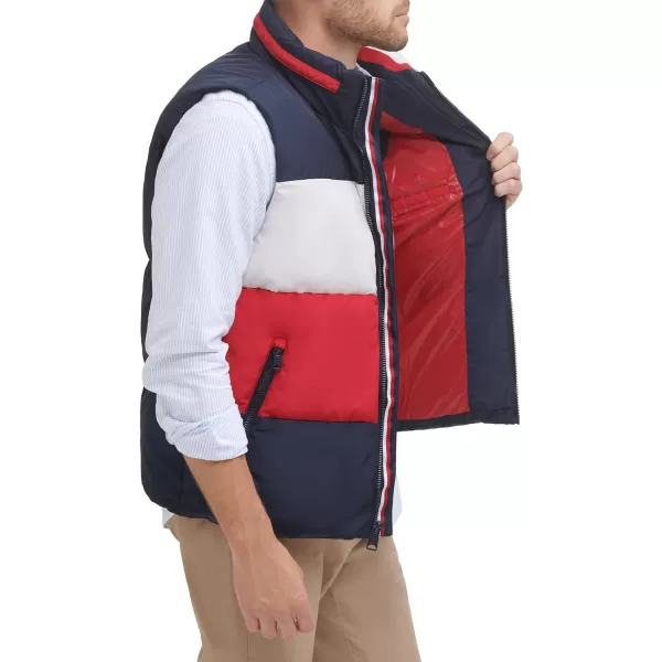 Tommy Hilfiger Mens Quilted Stand Collar Vest MidnightIceRed SmallTommy Hilfiger Mens Quilted Stand Collar Vest MidnightIceRed Small