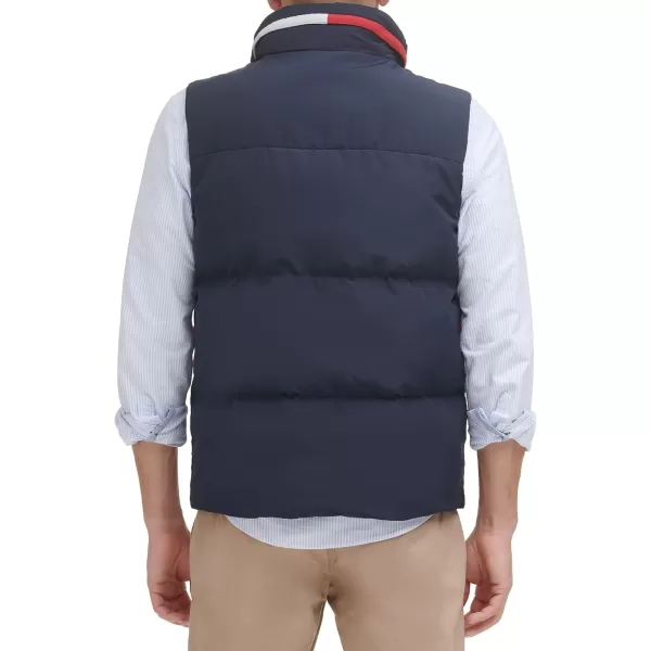 Tommy Hilfiger Mens Quilted Stand Collar Vest MidnightIceRed SmallTommy Hilfiger Mens Quilted Stand Collar Vest MidnightIceRed Small