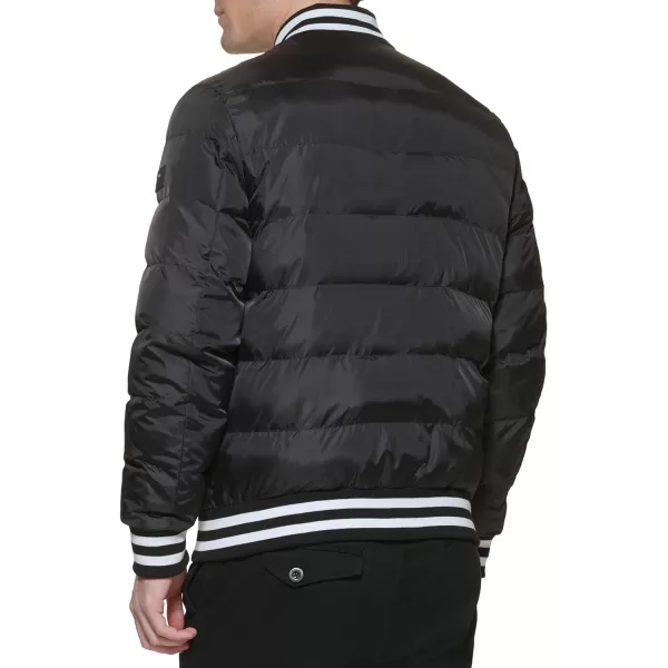 Tommy Hilfiger Mens Quilted Varsity Puffer BomberBlackBlack