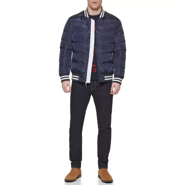 Tommy Hilfiger Mens Quilted Varsity Puffer BomberMidnightMidnight