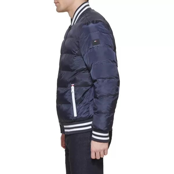 Tommy Hilfiger Mens Quilted Varsity Puffer BomberMidnightMidnight