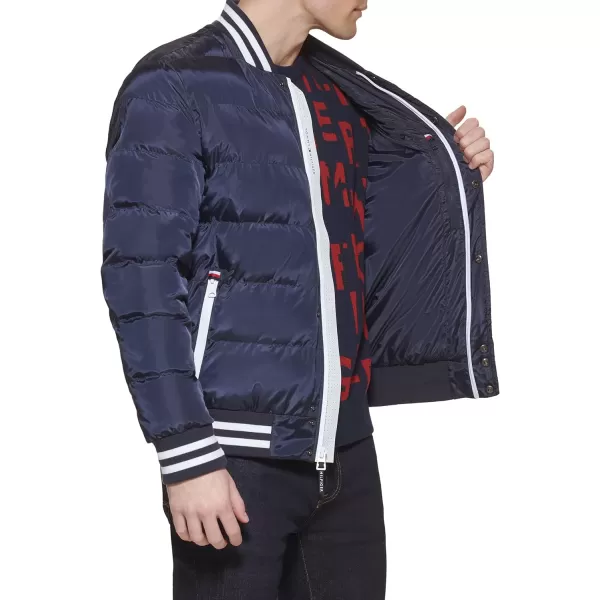 Tommy Hilfiger Mens Quilted Varsity Puffer BomberMidnightMidnight