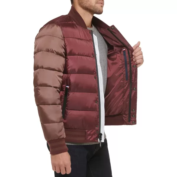 Tommy Hilfiger Mens Quilted Varsity Puffer BomberPortPine