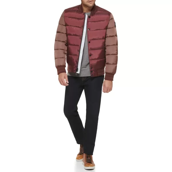 Tommy Hilfiger Mens Quilted Varsity Puffer BomberPortPine