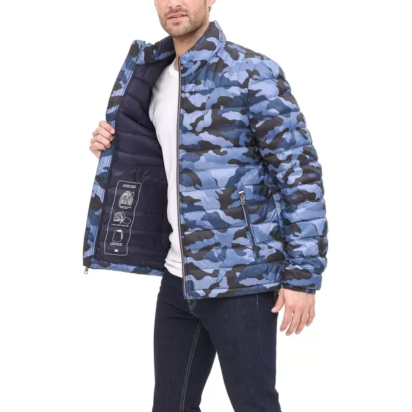 Tommy Hilfiger Mens Real Down Insulated Packable Puffer JacketBlue Camo