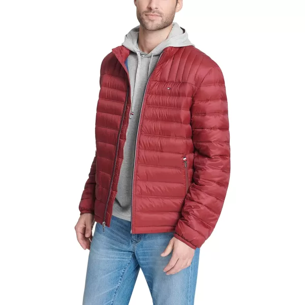 Tommy Hilfiger Mens Real Down Insulated Packable Puffer JacketDeep Red Pepper