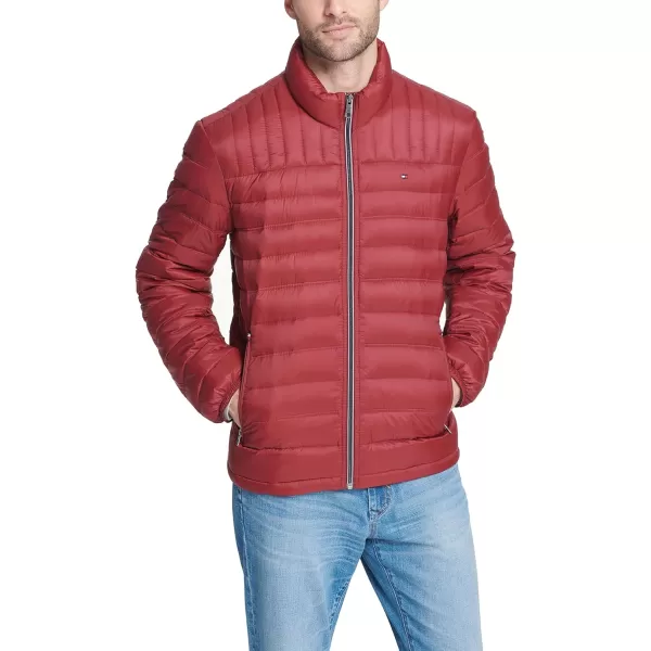 Tommy Hilfiger Mens Real Down Insulated Packable Puffer JacketDeep Red Pepper