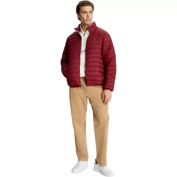 Tommy Hilfiger Mens Real Down Insulated Packable Puffer JacketFallWinter 2024 Rouge Red