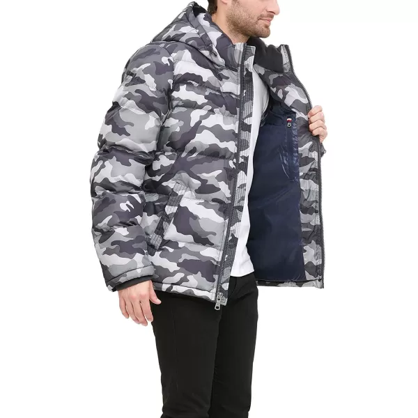 Tommy Hilfiger Mens Real Down Insulated Packable Puffer JacketGrey Camo