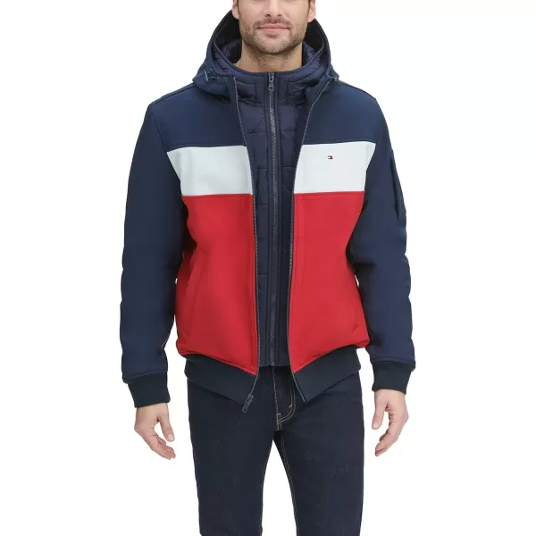 Tommy Hilfiger Mens Soft Shell Active Filled Bomber JacketMidnightIceRed