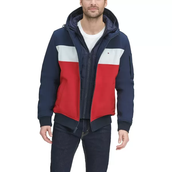 Tommy Hilfiger Mens Soft Shell Active Filled Bomber JacketMidnightIceRed