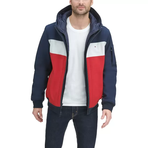 Tommy Hilfiger Mens Soft Shell Active Filled Bomber JacketMidnightIceRed