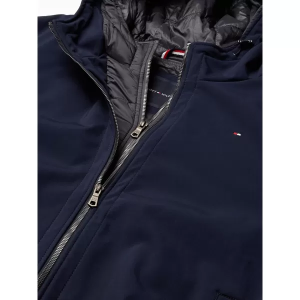 Tommy Hilfiger Mens Soft Shell Active Filled Bomber JacketNavyDark Grey