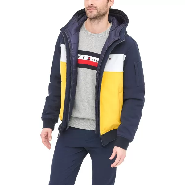 Tommy Hilfiger Mens Soft Shell Active Filled Bomber JacketYellowNavy