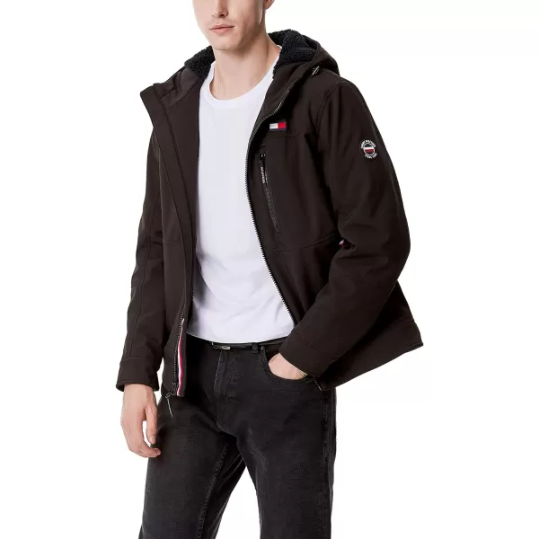 Tommy Hilfiger Mens Soft Shell Sherpa Lined Performance JacketBlack Tech